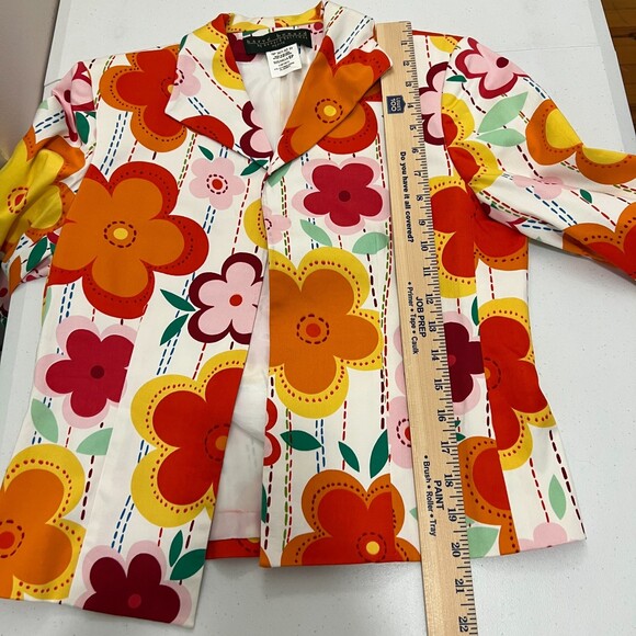 Harve Benard Vintage Retro Floral Blazer Jacket Orange Yellow Pink - Women's 6 P - Picture 8 of 10